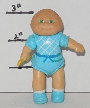 1984 OAA Cabbage Patch Kids Poseable PVC 3" Figure baby blue outfit with spoon - $14.50