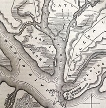 Civil War Map Fort Royal And Beaufort 1862 Victorian Military DWY3 - $39.99