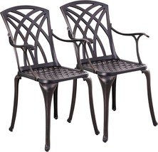 Withniture All Weather Outdoor Dining Chairs Set Of 2 With, Antique Bronze. - £155.80 GBP