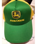 OLD VTG John Deere Logo on a Trucker&#39;s Green/Yellow mesh ball cap - $22.00