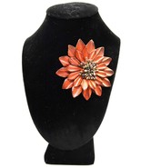 Vtg Leather &amp; Seed Bead Hand Crafted Large Flower Brooch Unique Fashion - $371.04 MXN