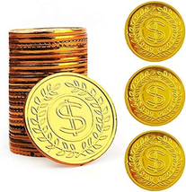 TCOTBE Pirate Gold Coins Plastic Set of 100,Play Gold Treasure Coins for... - $13.64