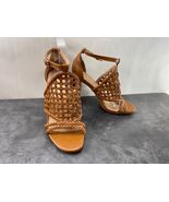 Shoedazzle Heels Women 8M Lorelai Shoes Brown Leather Caged Strappy Bloc... - $358.61 MXN