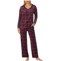 Nautica Pajama PJ Set Women&#39;s size XL 2 Piece Fleece Sleepwear V-Neck Top Red - £17.69 GBP