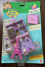 Vintage 1996 Polly Pocket Bluebird "Polly In Paris" New on Card Pink Suitcase - $349.96