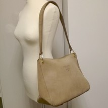 Prada Beige Suede Leather Zip Closure Rectangular Shoulder Handbag - £231.62 GBP