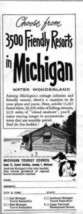 1954 Print Ad Michigan Tourist Council Log Cabin Cottage on Beach - £6.94 GBP
