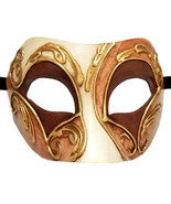 Brown Gold Colombina Masquerade Mask Italy Italian Venetian Made - $565.25 MXN
