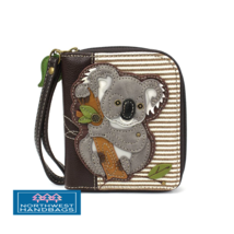 KOALA ZIP AROUND WALLET WRISTLET BROWN STRIPE - $37.00
