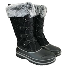 Khombu Ellie Black Suede Leather Faux Fur Winter Snow Boot Waterproof Si... - $29.69