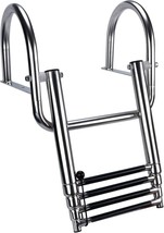 4 Steps Pontoon Boat Ladder Folding Telescoping Rear Entry - Stainless Steel - £49.74 GBP