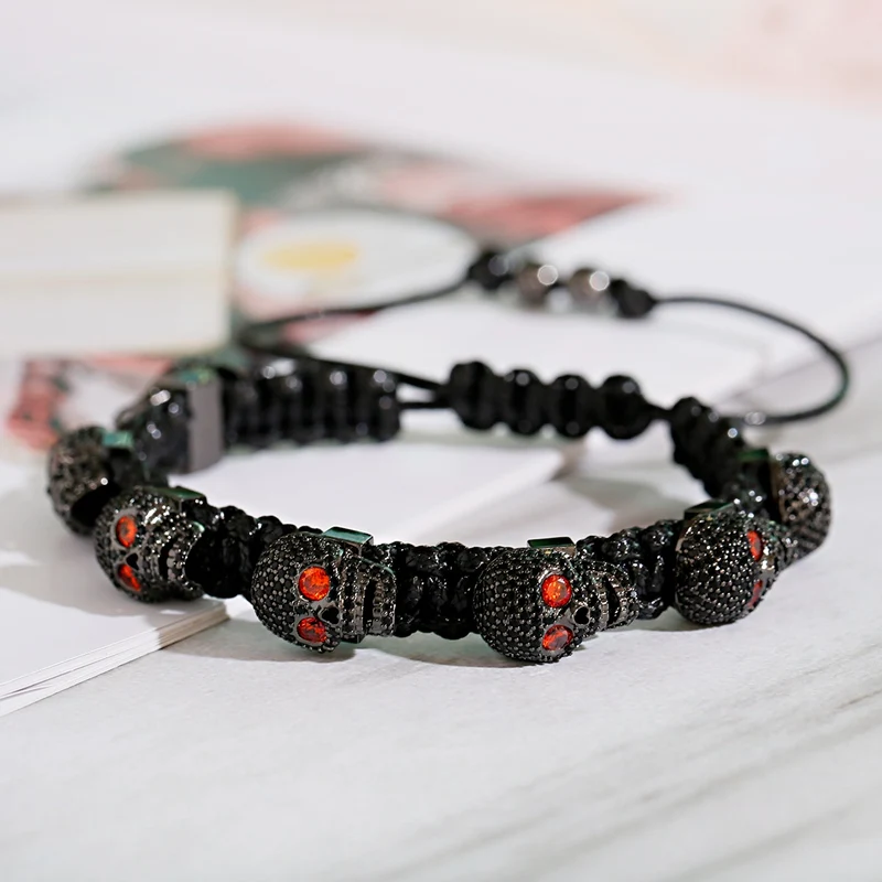 Fashion Skeleton Bracelets &amp; Bangles Homme Handmade Luxury CZ Zircon Hippie Brai - £30.07 GBP