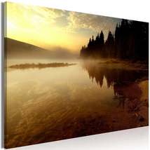 Tiptophomedecor Stretched Canvas Landscape Wall Art - Autumn Evening At The Lake - £78.62 GBP+