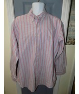 RALPH LAUREN YARMOUTH RED STRIPED BUTTON DOWN SHIRT SIZE 34/35 MEN&#39;S 16 1/2 - $25.81