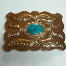 Vintage Belt Buckle Copper and Turquoise Nickelsilver Bell Trading Company - £138.26 GBP