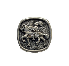 Vintage Silver tone Metal Knight &amp; Horse Metal Replacement Button .70&quot; - $3.95