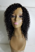 100% human Remy hair curly full wig 12" handmade black natural - $90.25