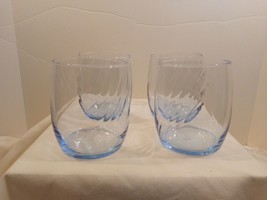 4- Vintage Misty Art Libbey Optic Swirl Old-Fashioned/ Stemless Wine Glasses - £24.92 GBP