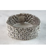 Womens Vintage Estate Sterling Silver Heavy CZ Bracelet 68.2g E1950 - $272.25
