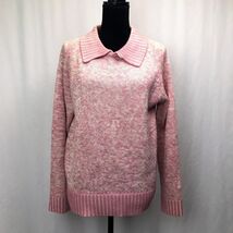 Investments 100% Acrylic Women's L Large Soft Pink Collared Sweater - $11.79