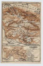 1910 Antique Map Of Eisleben Martin Luther Town Kyffhauser SAXONY-ANHALT Germany - £13.43 GBP