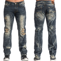 Affliction Ace Collins Destroy Holes Distress Men Straight Jean Travertine SZ 34 - £95.89 GBP