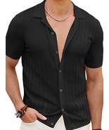Men&#39;s Full Size Openwork Button Down Short Sleeve Shirt Plus Size - €37,21 EUR