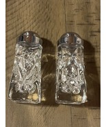 Vintage Glass Salt &amp; Pepper Shakers With Metal Dome Tops 4&quot; Starburst Pa... - $28.50