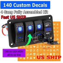 Led Switch Panel 3 Gang Rocker Switch Toggle Blue Led Fog Car Work Light Bar Pod - £32.15 GBP