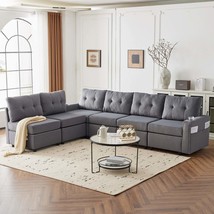 Velvet Modular Sofa w/Storage: Gray Sleeper Sofa - $750.99