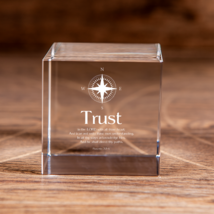 Proverbs 3:5-6 Trust in the Lord Direct Your Steps Square Cut Crystal Cube Chri - $55.09+