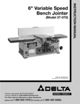 Delta 37-070 6&quot; Vriable Speed Bench Jointer Instruction Manual - £16.37 GBP