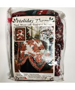 NEW American Weavers 1995 Christmas Holiday Throw Poinsettia Greeting 50... - $39.55