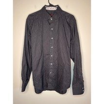 Robert Graham Boho Artsy Black Paisley Floral Flip Cuff Button Up Travel... - $28.00