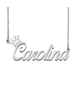 Carolina Name Necklace Tag with Crown for Best Friends Birthday Party Gift - $15.99