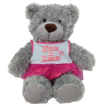 Dan Dee Collectors Choice Hugs &amp; Kisses Gray Teddy Bear Stuffed Animal 18&quot; - £31.58 GBP