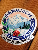 Vintage Antique Garmisch Germany Bavaria Alps Hotel Luggage Label Sticker - £110.08 GBP
