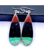 92.5 Silver Earring - Sonora Sunrise Cabochon Silver Earring Pair - 46x17mm - $80.00