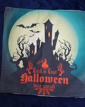 Happy Halloween Pillow Cover 17.5 In X 17.5 In Trick Or Treat Haunted House Blue - £10.33 GBP