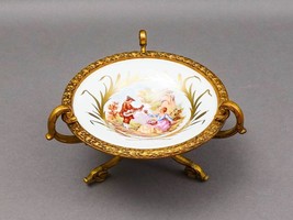 Sevres France Antique Fragonard Hand Painted Porcelain Bronze Ormolu Taz... - £239.79 GBP