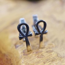 Vintage Sterling Silver Cufflinks Ancient Egyptian Ankh Cross Key of Lif... - $23.24