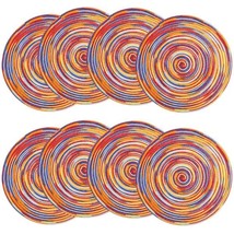 Colorful Round Placemats Set Of 8 Braided Rainbow Table Mats For Kitchen 15 In - £30.35 GBP