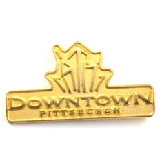 Downtown Pittsburgh Abstruct City Skyline Buildings Gold Tone Pin PA Souvenir - £9.76 GBP