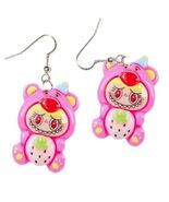 Creepy Cute Resin FUFU MONSTER BUNNY Funky EARRINGS Fang Smile Novelty Jewelry-R - $8.79
