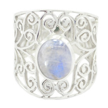 Rainbow Moonstone Sterling Silver Ring Domestic Jewelry For Independence Day US - £18.43 GBP