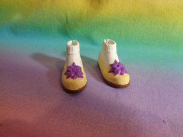 My Scene Barbie Doll Yellow White Flat Shoes with Purple Flower - $3.94