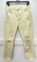 Mother Superior Tom Cat Chew Ankle Jean 31 Lemonade Yellow Distressed Fray *Flaw - £71.93 GBP