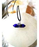 Necklace with Lapis Lazuli Double Point Pendulum Pendant Natural Gemstone - £6.00 GBP