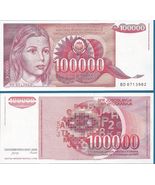 1989 Yugoslavia 100,000 Dinara P 97  UNC 100000 - $4.93 CAD