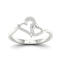 10K White Gold 0.07 Ct TDW Diamond Double Heart Ring - £175.85 GBP